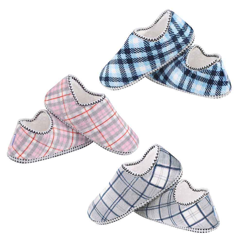 Snoozies Women's Velour Plaid Cabin Bootie