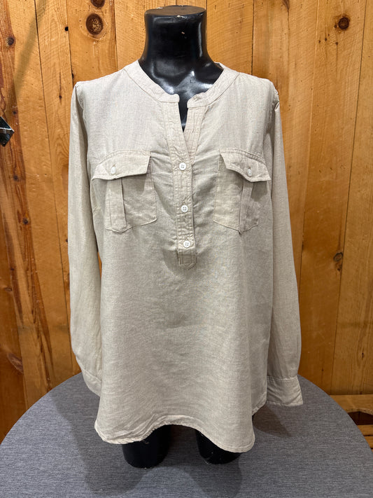 Long Sleeve Rolled Tab Stone Top