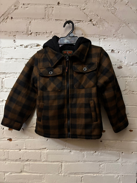 Youth Plaid Hooded Sherpa Jacket