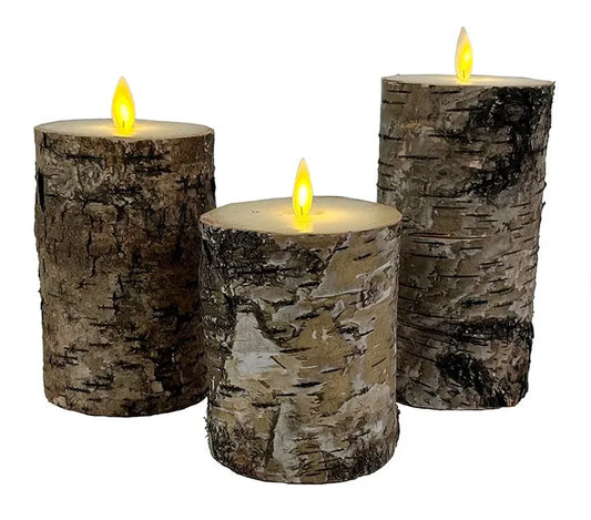 Birch Pillar Candles - LED