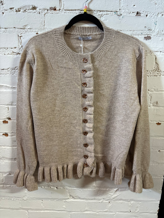 Marble & Mist Beige Ruffle Detail Sweater