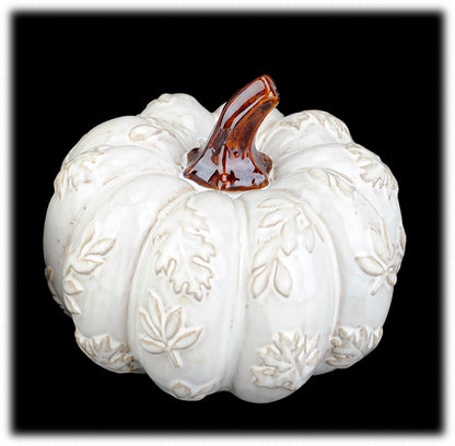 Glazed Pumpkin With Embossed Leaves