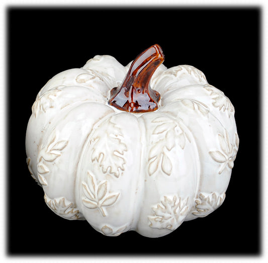 Glazed Pumpkin With Embossed Leaves