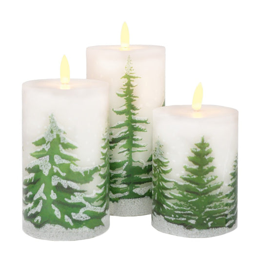 Pine Tree Candle Set LED (3pc)