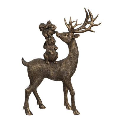 Winter Grove Standing Deer W/ Squirrel & Rabbit