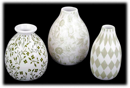 Green Printed Vases