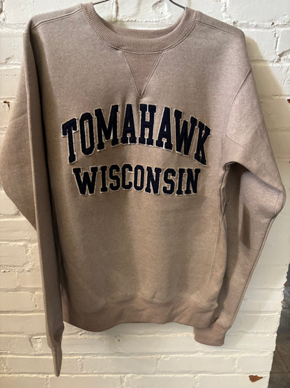 Tomahawk Wisconsin Embroided Puff Crewneck