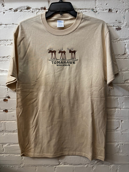 Tomahawk Embroidered Three Walking Moose T-Shirt