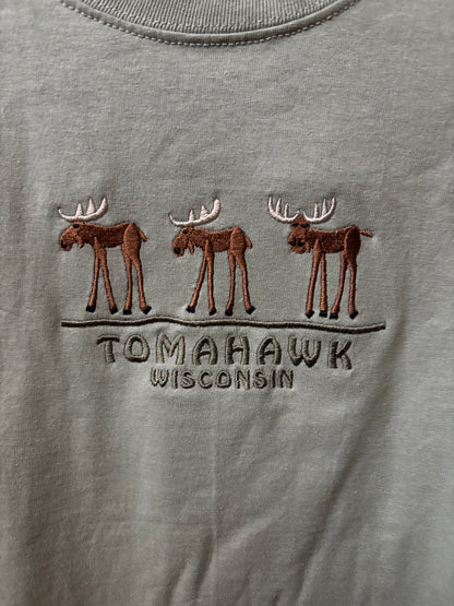 Tomahawk Embroidered Three Walking Moose T-Shirt