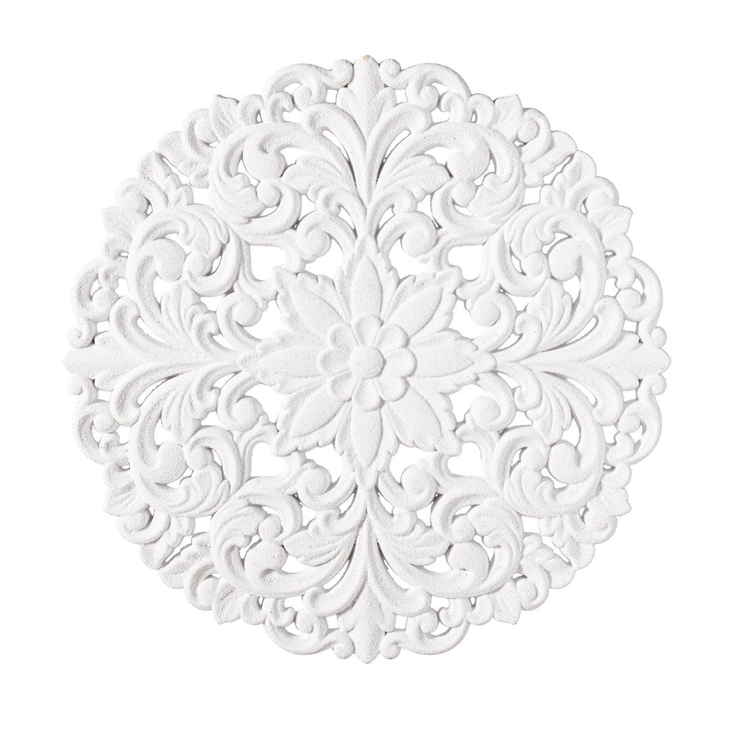 White Patterned Round Wall Art