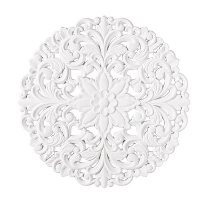 White Patterned Round Wall Art