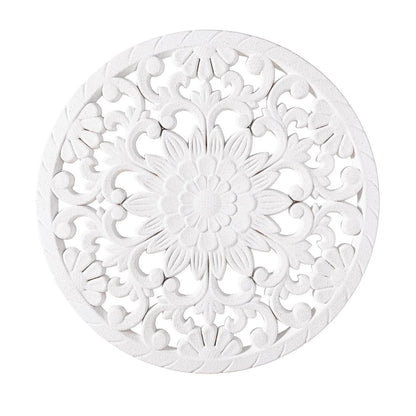 White Patterned Round Wall Art