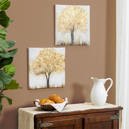 Tree With Misty Background Canvas Wall Art