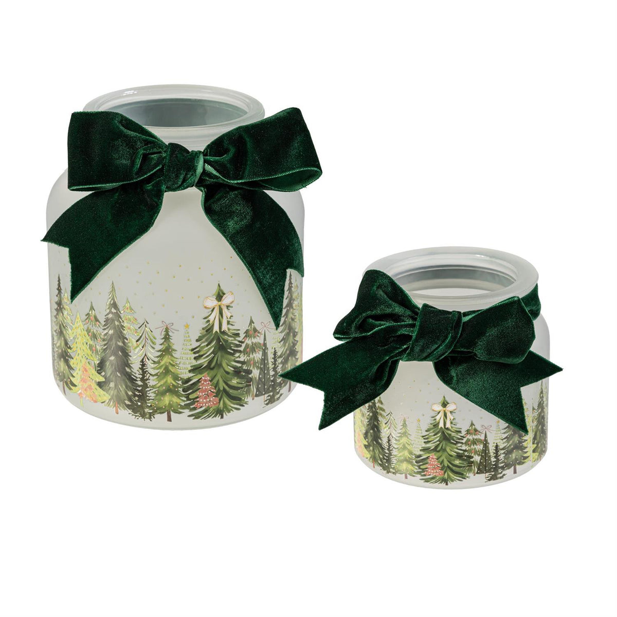 Shades Of Emerald LED Glass Jar With Bow Table Decor