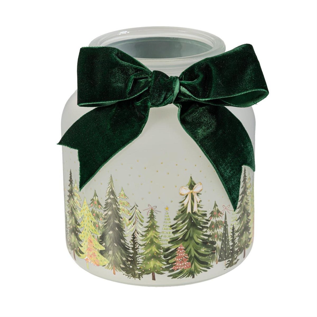 Shades Of Emerald LED Glass Jar With Bow Table Decor