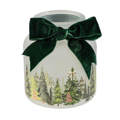Shades Of Emerald LED Glass Jar With Bow Table Decor