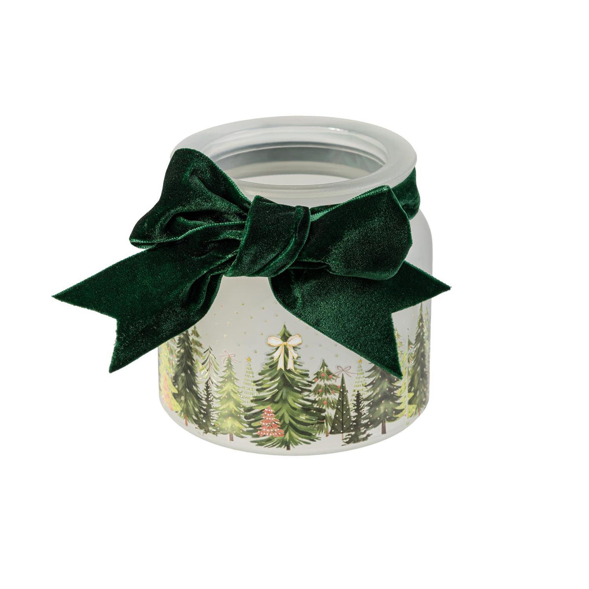 Shades Of Emerald LED Glass Jar With Bow Table Decor