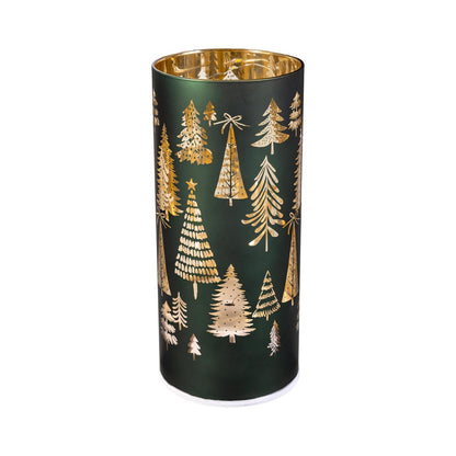 Shades Of Emerald LED Glass Tree With Rotating Base