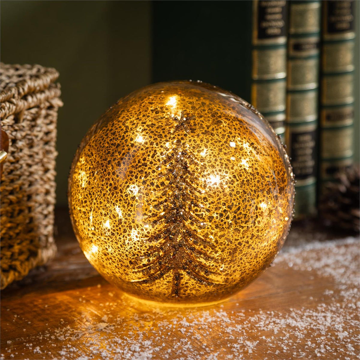 Winter Grove LED Glass Ball W/ Tree Table Decor