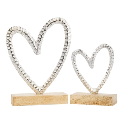 Metal Heart on Wood Stand