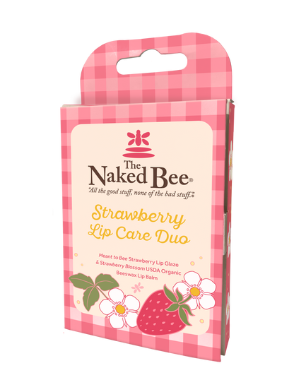 The Naked Bee Strawberry Lip Care Duo