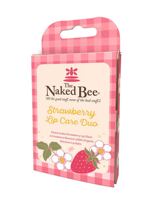 The Naked Bee Strawberry Lip Care Duo