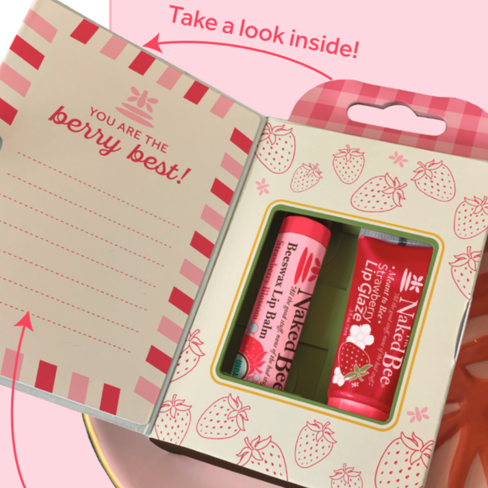 The Naked Bee Strawberry Lip Care Duo