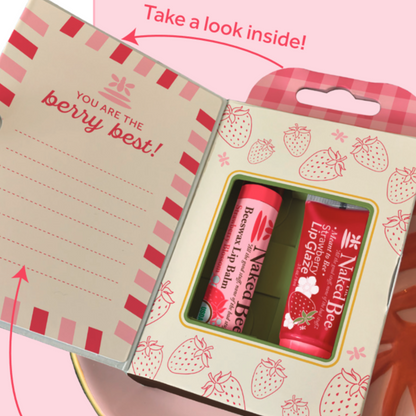 The Naked Bee Strawberry Lip Care Duo