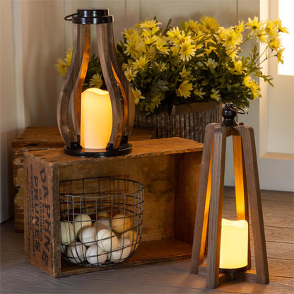Outdoor Wood Candle Lantern
