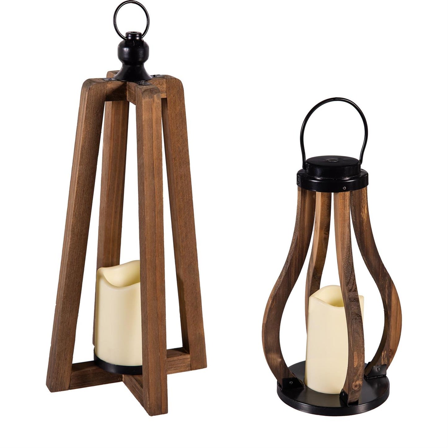 Outdoor Wood Candle Lantern