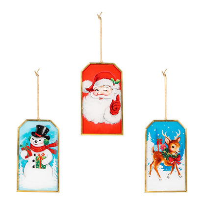 Heartfelt Cheer Glass Rectangle Christmas Ornaments