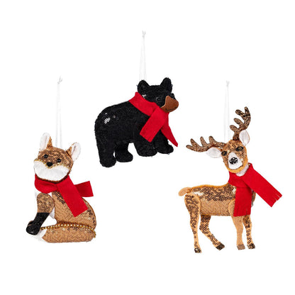 Winter Grove Fabric Forest Animal Ornaments