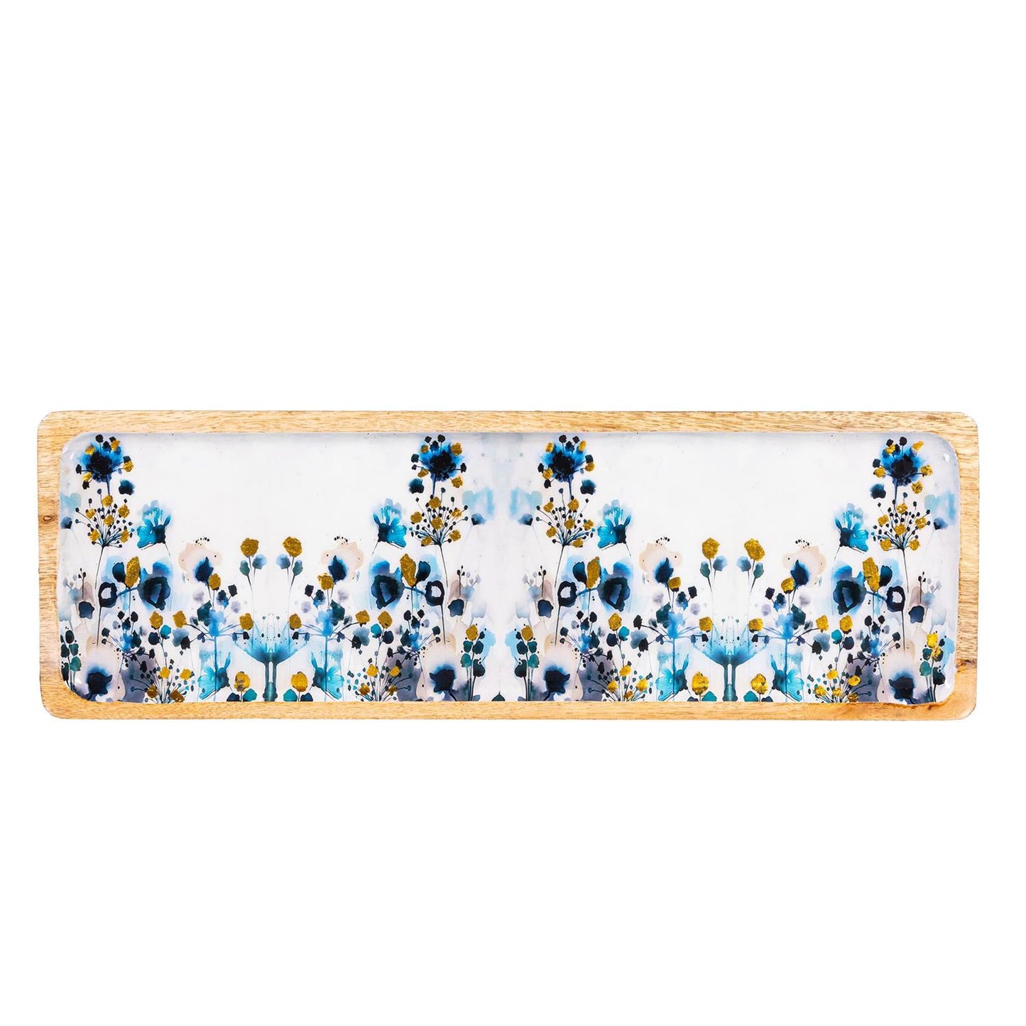Gilded Meadow Rectangular Wood Serving Tray