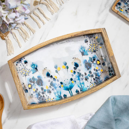 Gilded Meadow Wood Serving Tray With Handles
