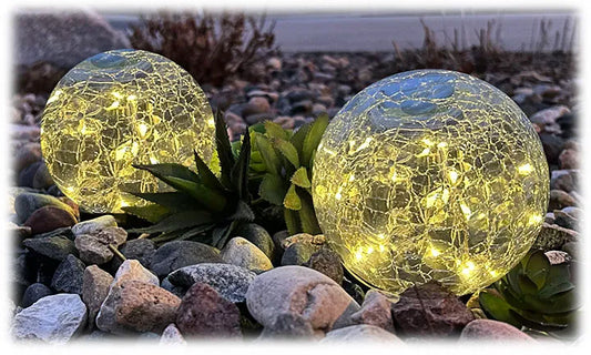 LED Solar Crackle Glass Globes