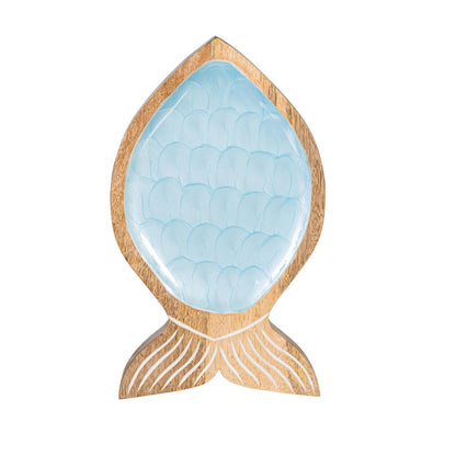 Blue Coastal Scalloped Enamel Fish Tray