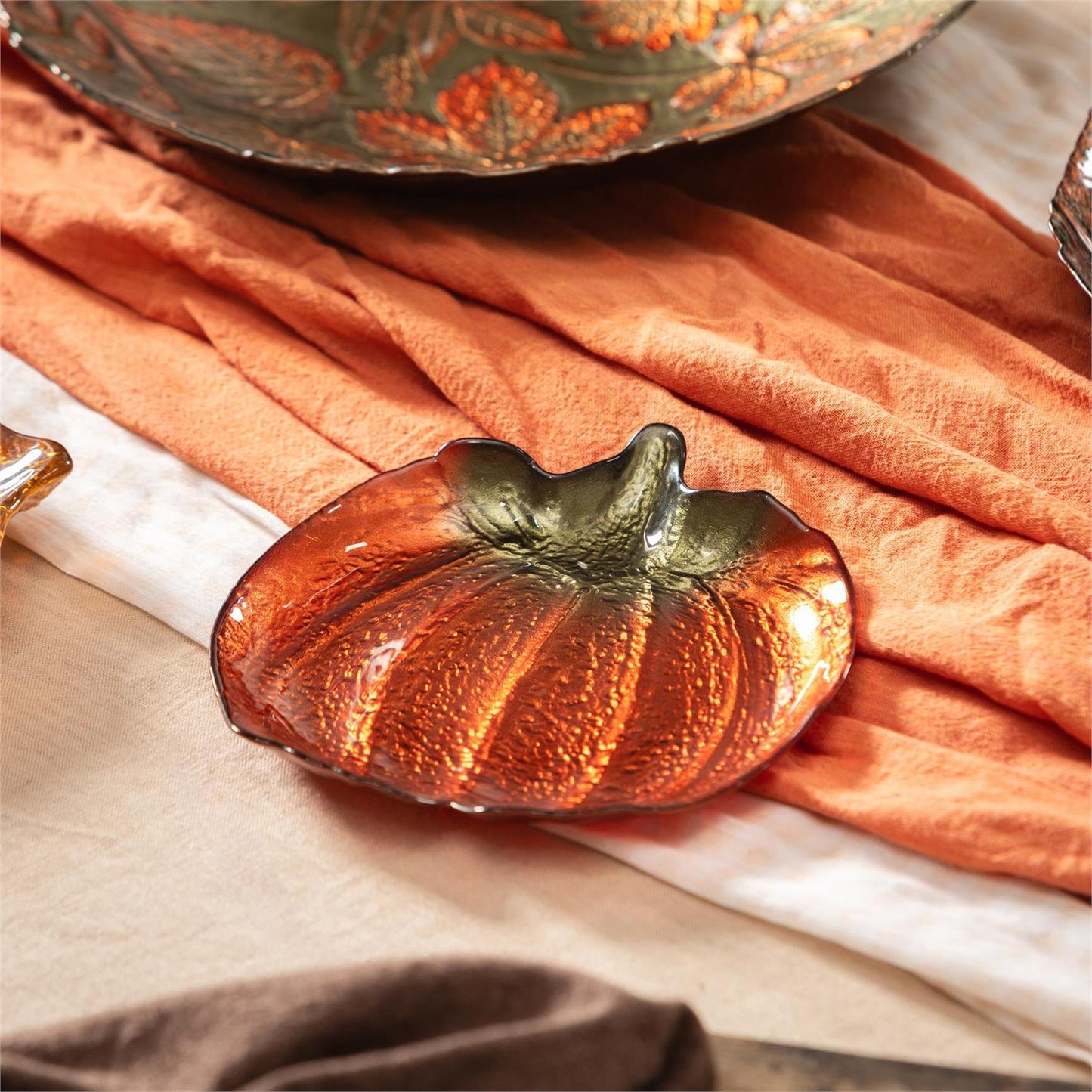 Harvest Blossom Pumpkin Glass Dish