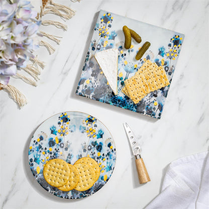Gilded Meadow Wood Cheese Board With Knife