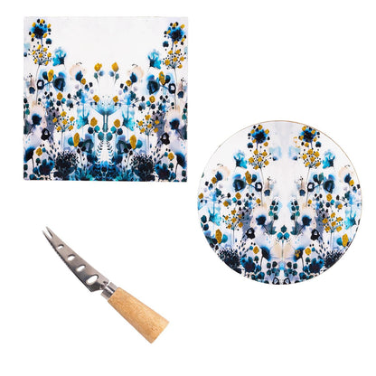 Gilded Meadow Wood Cheese Board With Knife
