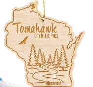 Tomahawk City In The Pines Wood Engraved Ornament