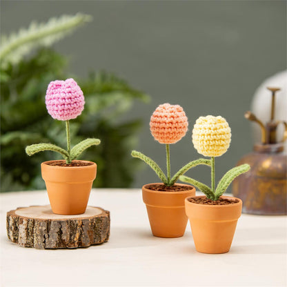 Fabric Crochet Tulip in Pot