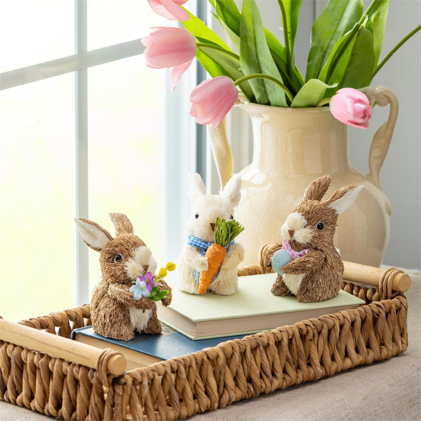Natural Fiber Easter Bunny Table Decor - Set of 3