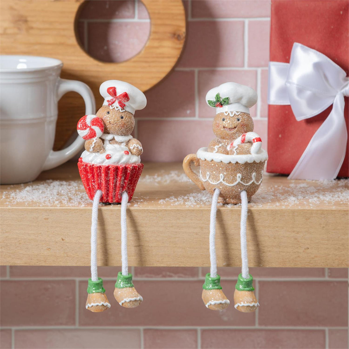 Sugar & Stripe Gingerbread W/ Dangling Legs Table Decor