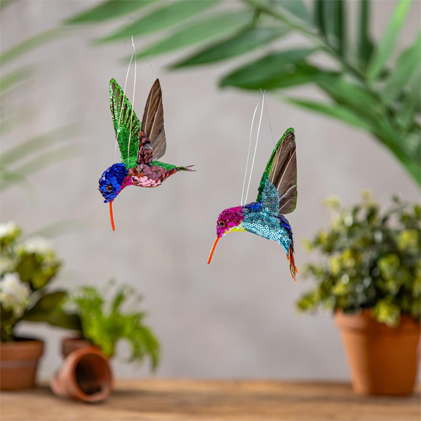 Plastic Glitter Hummingbird Hanging Decor