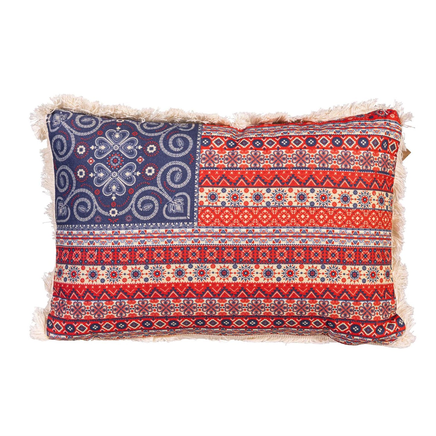 Americana BOHO Frayed Pillow