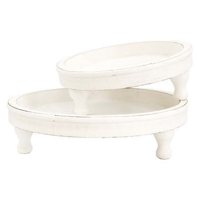 White Wood Tray With Feet