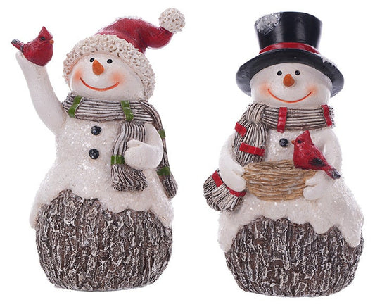 Resin Snowman With Bird