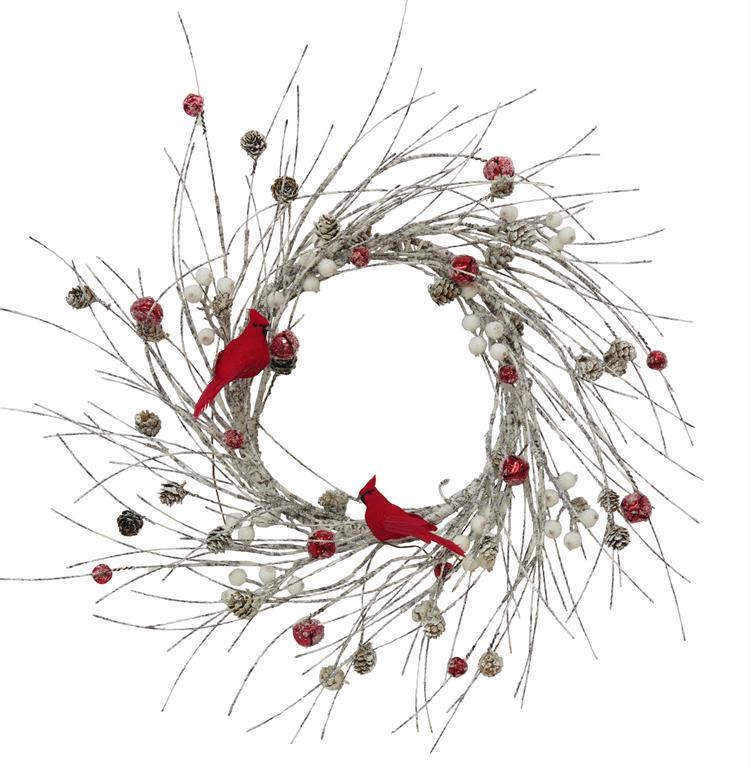 Snowy Trig Berry Pinecone Wreath