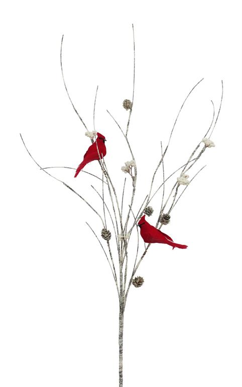 Snow Twig Berry Pinecone Cardinal Branch