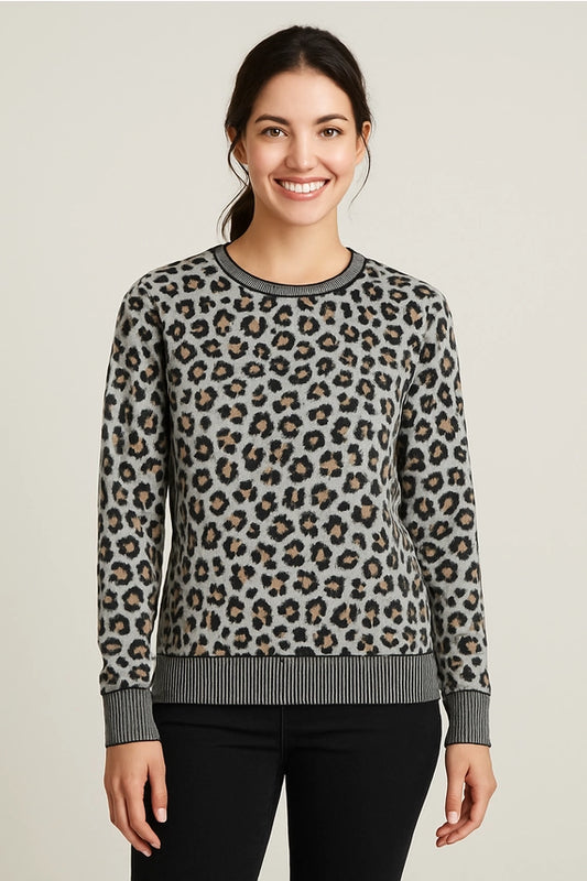 Printed Leopard French Terry Top